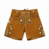 Women's Bavarian Brown Lederhosen in genuine suede leather with Edelweiss floral embroidery