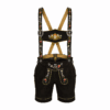 Women's Black Lederhosen with Alpine Wildflower Embroidery and Matching Suspenders