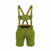 Women's Lime Green Lederhosen with Alpine Bluebell Embroidery and Matching Suspenders